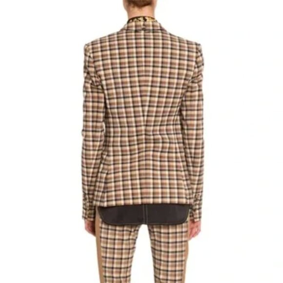 PACO RABANNE Brown Check Blazer jacket Wool, Size 36 or US4 - Picture 3 of 16